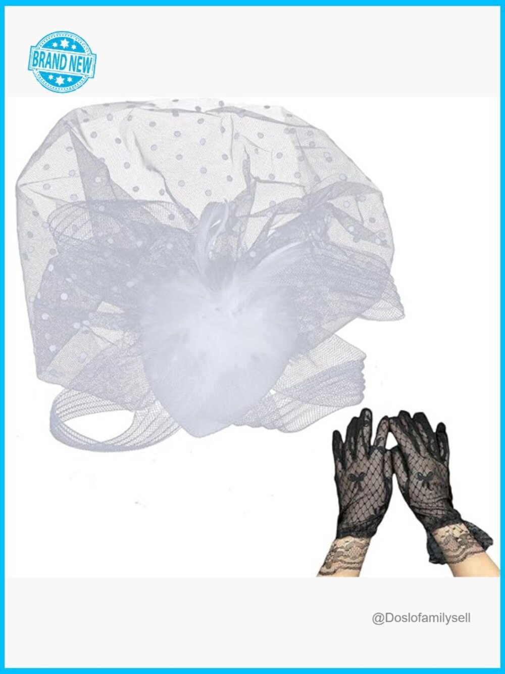 Fascinator Hat with Lace Gloves Elegant Tea Party Headpiece Wedding Hair Clip